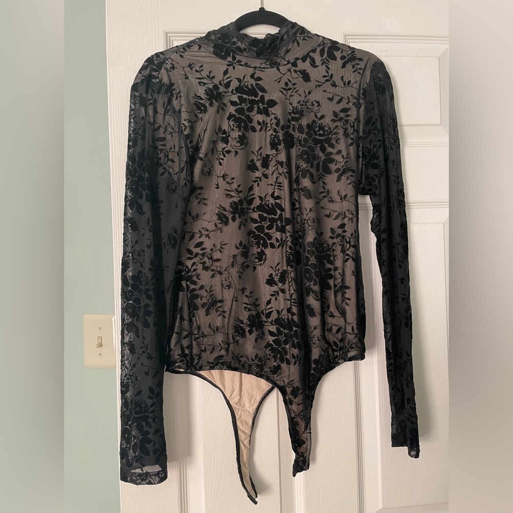 Beautiful Black Floral Bodysuit